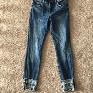 LOFT Modern Skinny Embroidered Cuff Jeans